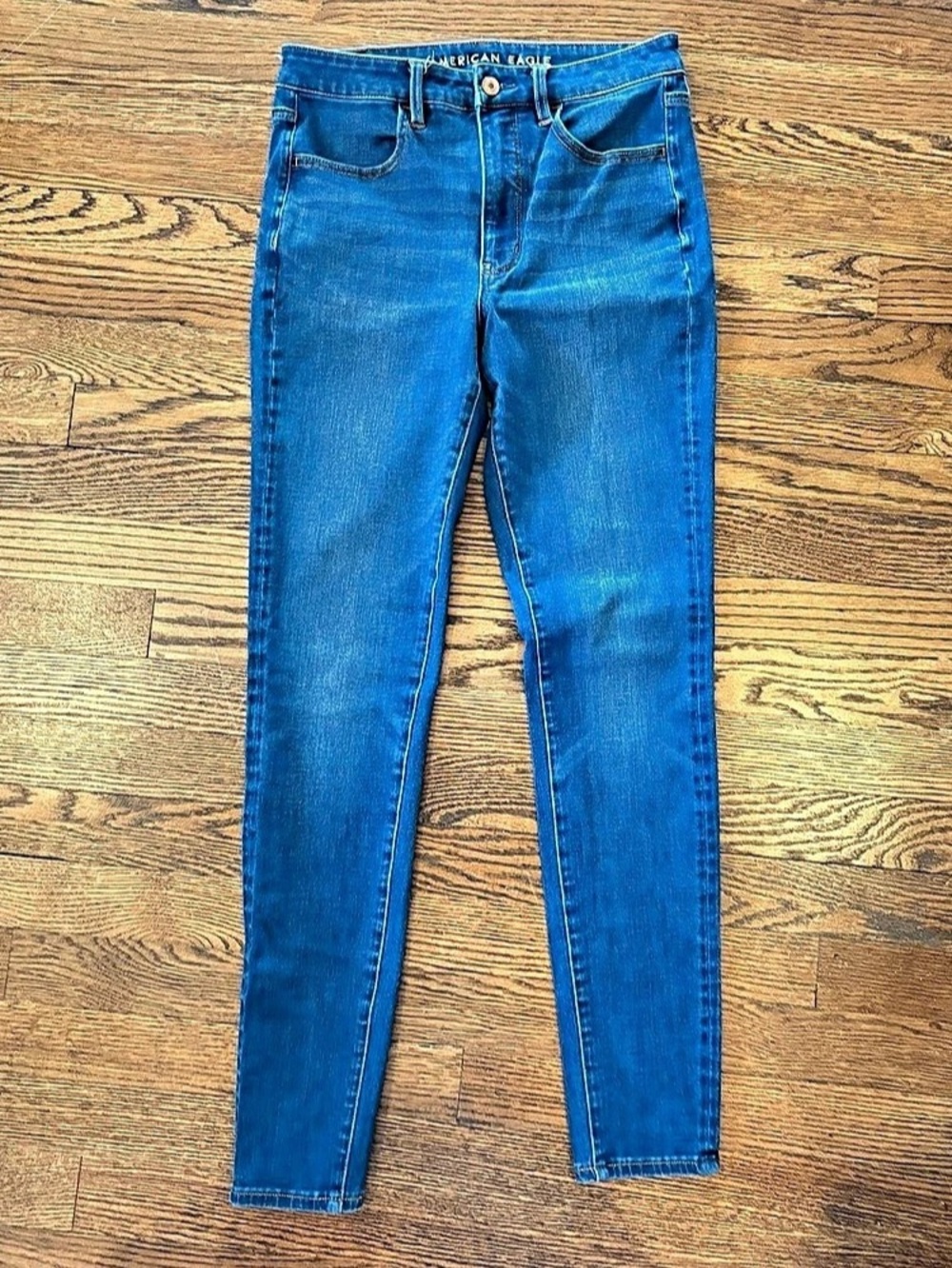 American Eagle Dream Stretch Skinny Jeans Blue Size 6 Long Like New
